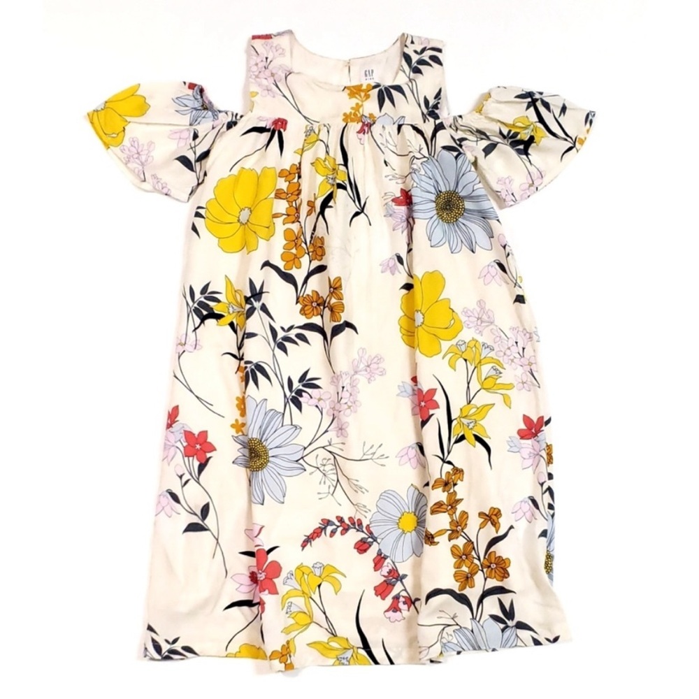 GAP Girls Cold Shoulder Floral Dress Wildflower midi multicolor - Picture 2 of 7